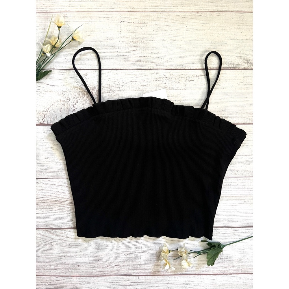 Better Be Ruffle Hem Ribbed Cropped Top - Picture 1 of 12